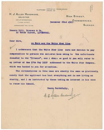 Lot #236 Titanic: Ford Family Letters - Image 1