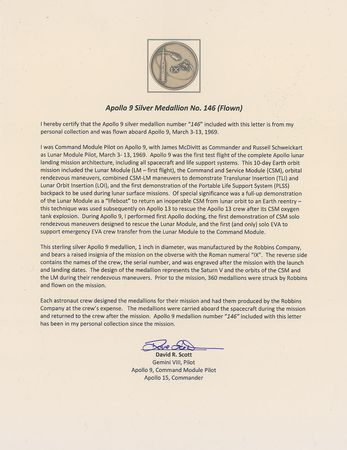 Lot #8313 Dave Scott's Apollo 9 Flown Robbins Medal - Image 5