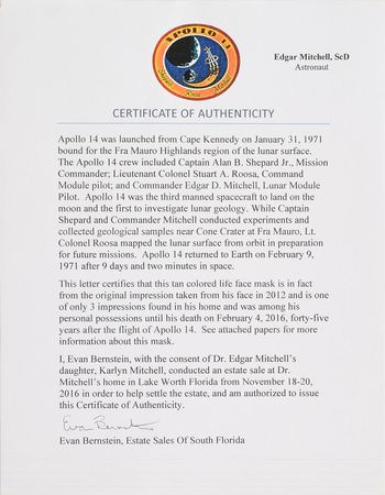 Lot #8394 Edgar Mitchell's Life Mask - Image 2