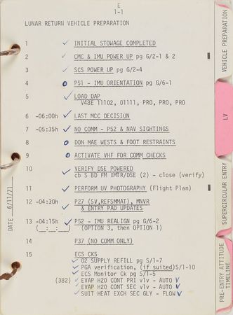 Lot #8402 Dave Scott's Apollo 15 CMS Lunar Orbit-Flown Entry Checklist - Image 3