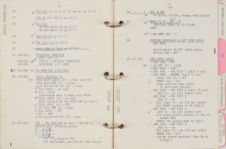 Lot #8402 Dave Scott's Apollo 15 CMS Lunar Orbit-Flown Entry Checklist - Image 4