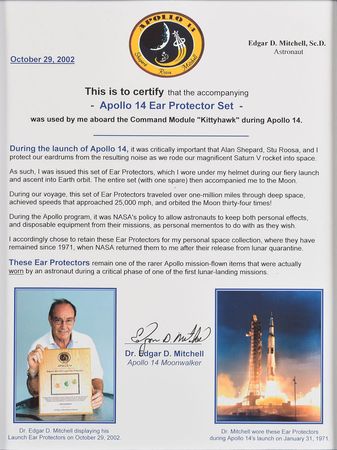 Lot #8388 Edgar Mitchell's Apollo 14 Flown Ear Protectors - Image 4