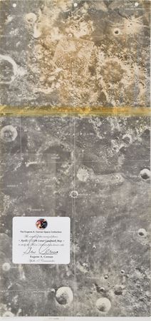 Lot #8446 Geve Cernan's' Apollo 17 Flown Lunar Landmark Map - Image 1