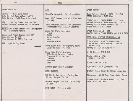 Lot #8073  Apollo 15 Training-Used One-Man Stand-Up EVA Training Cue Card - Image 2