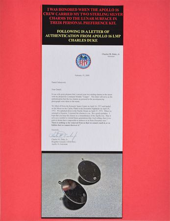 Lot #8085  Apollo 16 Pair of Charms Flown to Moon By Charlie Duke - Image 5