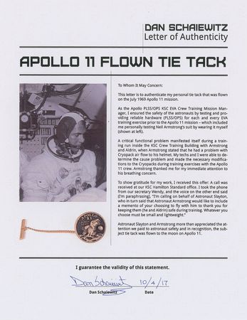 Lot #8007  Apollo 11 Flown Tie Tack - Image 11