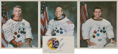 Lot #8094  Apollo 17 Set of (4) Signed Items - Image 1