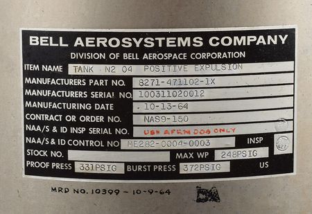 Lot #8265  Apollo Command Service Module Tank Assembly - Image 3