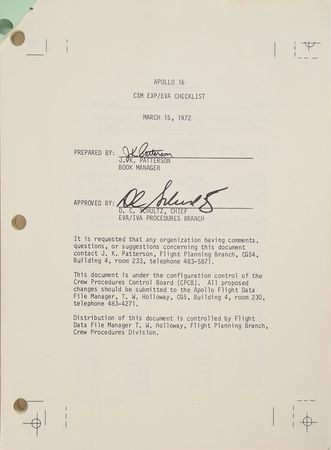 Lot #8090  Apollo 16 CSM EXP/EVA Checklist Manual - Image 2