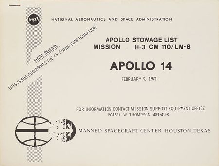 Lot #8065  Apollo 14 Stowage List - Image 1