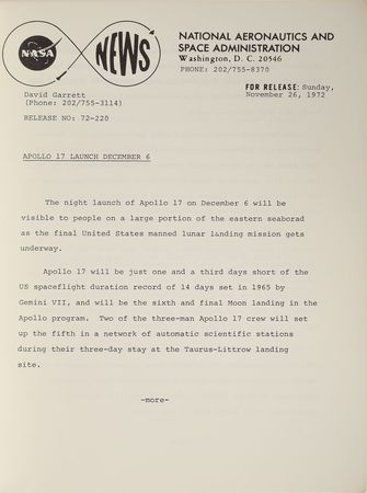Lot #8099  Apollo 17 Press Kit - Image 2