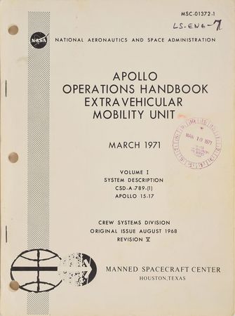 Lot #8078  Apollo 15-17 'Extravehicular Mobility Unit' Operations Handbook - Image 1