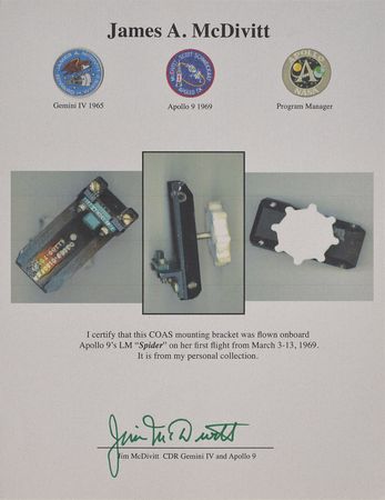 Lot #8311 Jim McDivitt's Apollo 9 Flown Lunar Module COAS Bracket - Image 3