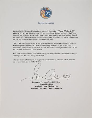 Lot #8444 Gene Cernan's Apollo 17 Flown Lunar Module Cue Card - Image 3