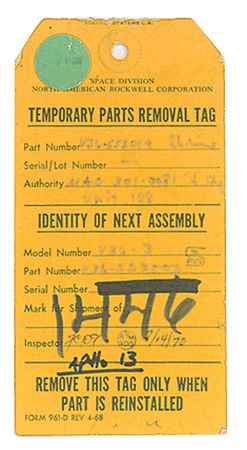 Lot #8363  Apollo 13 Flown Metal Shim - Image 2