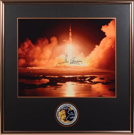 Lot #8433 Gene Cernan Oversized Signed Photograph - Image 1