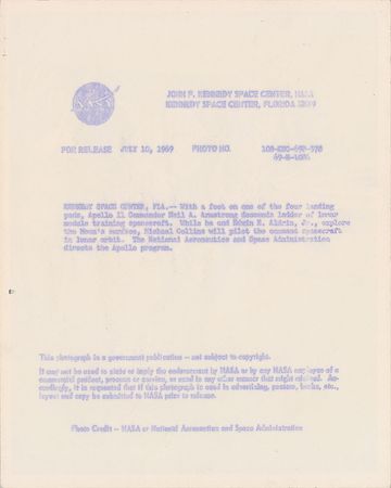 Lot #8013  Apollo 11: Armstrong Original Vintage NASA Photograph - Image 2