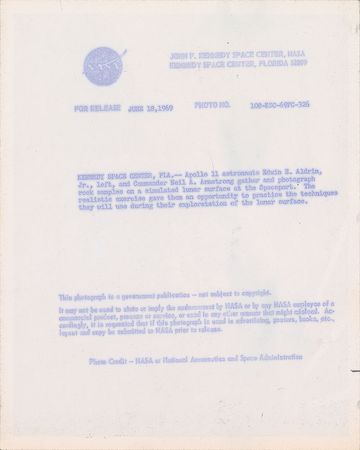 Lot #8014  Apollo 11: Armstrong and Aldrin Original Vintage NASA Photograph - Image 2