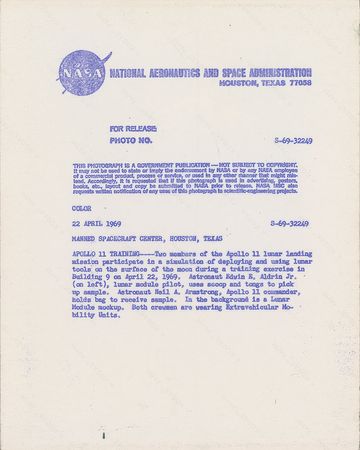 Lot #8029  Apollo 11: Armstrong and Aldrin Original Vintage NASA Photograph - Image 2