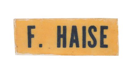 Lot #8057  Apollo 13: Fred Haise's Training-Used Cryopack Velcro Name Tag - Image 1