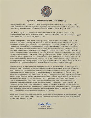 Lot #8403 Dave Scott's Apollo 15 Flown Beta Bag - Image 7