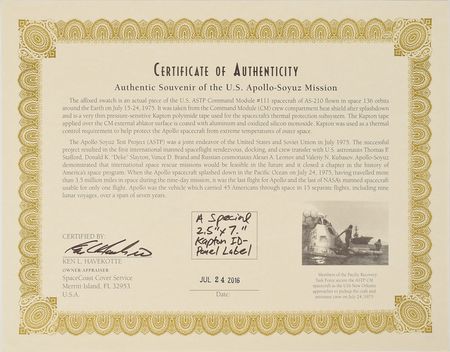 Lot #8453  Apollo-Soyuz Flown Kapton ID Tape - Image 5