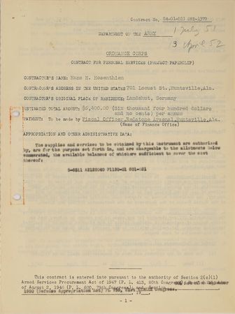 Lot #8165 Hans Hosenthien Operation Paperclip Document - Image 1
