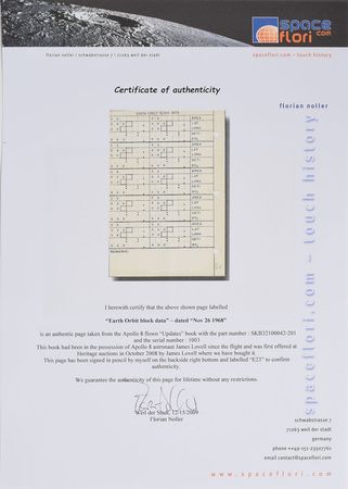 Lot #8307  Apollo 8 Flown Checklist Page - Image 3