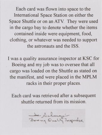 Lot #8507  STS-121 and STS-126 Pair of Flown Inventory Cards - Image 3