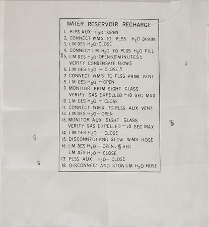 Lot #8083  Apollo 15 PLSS Water Recharge Procedure Beta Cloth Label - Image 1