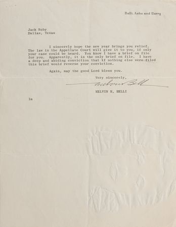 Lot #130 Jack Ruby Signed Original Sketch of Jackie: Eerie image of the widowed first lady, sketched by the imprisoned Ruby - Image 2