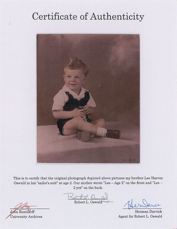 Lot #100 Lee Harvey Oswald Baby Photograph: The two-year-old Lee Harvey Oswald - Image 3