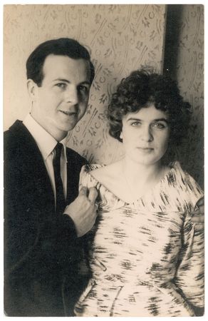 Lot #108 Lee and Marina Oswald Annotated 1961 Wedding Photograph: The Oswalds on their wedding day: 