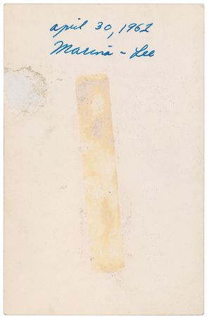 Lot #108 Lee and Marina Oswald Annotated 1961 Wedding Photograph: The Oswalds on their wedding day: 