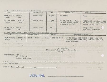 Lot #107 Lee Harvey Oswald?s Personal Copy of His Marine Discharge Orders: Oswald?s copy of his ?hardship? discharge orders from the Marines - Image 1