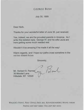 Lot #201 George Bush: On George W.'s candidacy for president: 