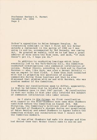 Lot #97 Richard Nixon Typed Letter Signed: Nixon recollects Kennedy and communists - Image 2