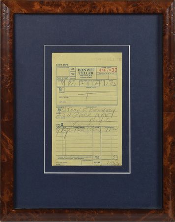 Lot #25 Jacqueline Kennedy Signed Sales Receipt