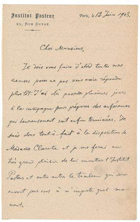 Lot #269 Elie Metchnikoff Handwritten Letter Signed - Image 1