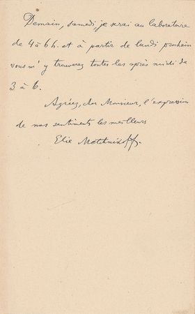 Lot #269 Elie Metchnikoff Handwritten Letter Signed - Image 2