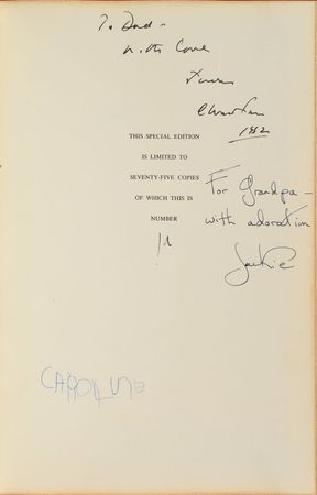 Lot #44 John and Jacqueline Kennedyâ??s Signed 1962 Christmas Book for Joe Sr.: Amazing limited edition of the First Ladyâ??s White House guidebook, inscribed by the First Family to their patriarch for Christmas 1962 - Image 1