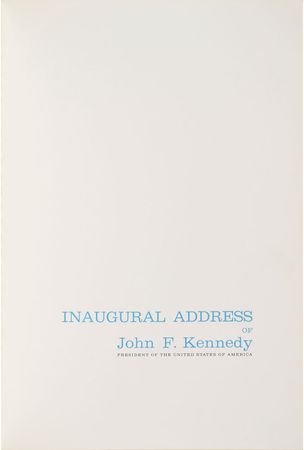 Lot #28 John F. Kennedy Signed Inaugural Address: Specially bound inaugural address inscribed to a White House medical officer - Image 2