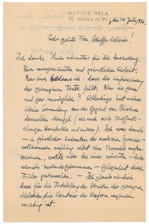 Lot #590 Bela Bartok: Scarce Bartok letter on the notation of folk music - Image 1