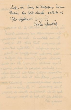 Lot #590 Bela Bartok: Scarce Bartok letter on the notation of folk music - Image 2