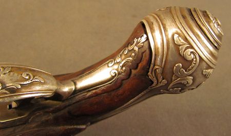 Lot #383 Pair of European Flintlock Muff Pistols: Beautiful ornate pair of European flintlocks - Image 7