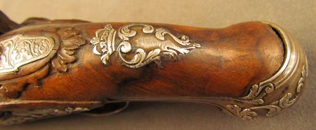 Lot #383 Pair of European Flintlock Muff Pistols: Beautiful ornate pair of European flintlocks - Image 19