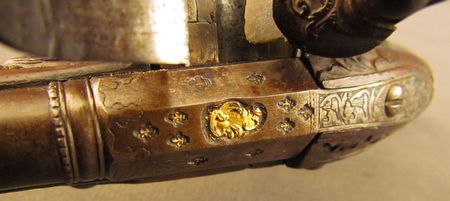Lot #383 Pair of European Flintlock Muff Pistols: Beautiful ornate pair of European flintlocks - Image 21