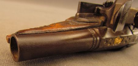 Lot #383 Pair of European Flintlock Muff Pistols: Beautiful ornate pair of European flintlocks - Image 22