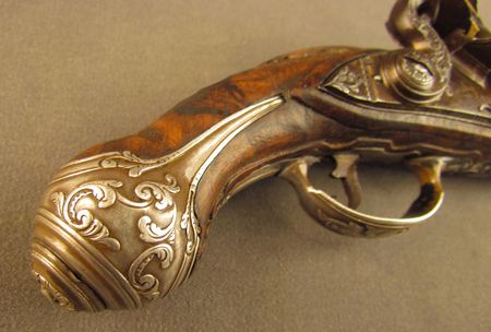 Lot #383 Pair of European Flintlock Muff Pistols: Beautiful ornate pair of European flintlocks - Image 23