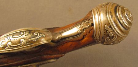Lot #383 Pair of European Flintlock Muff Pistols: Beautiful ornate pair of European flintlocks - Image 25